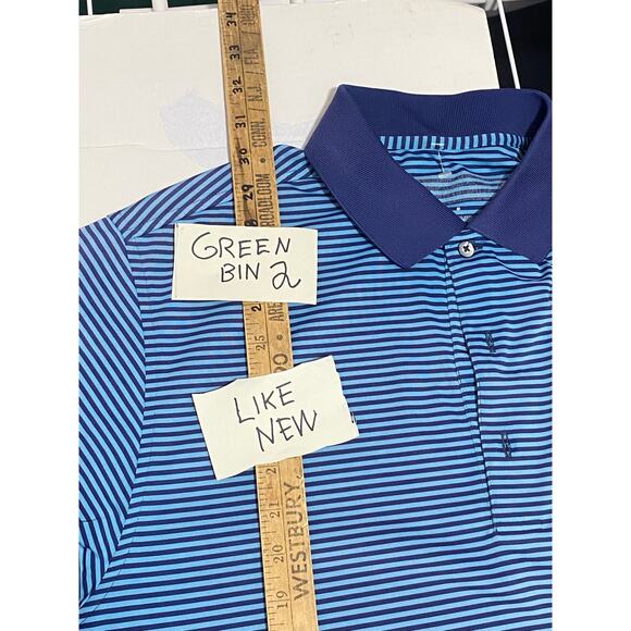Donald Ross Polo Witch on Broom Embroidery Medium Blue stripe 100% polyester - Picture 5 of 9